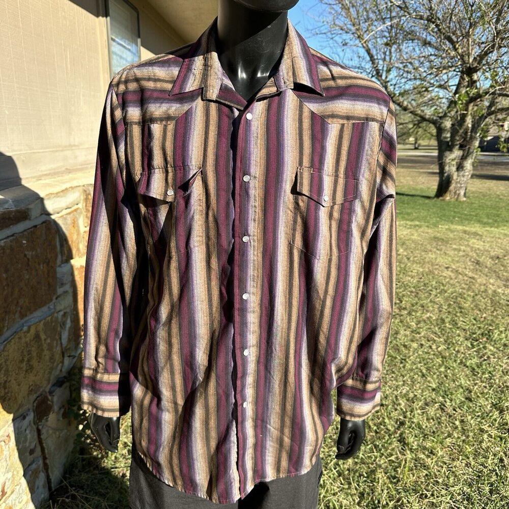 Roper Western Shirt Mens XL Striped Pearl Snap Cowboy Rodeo Rancher Gorpcore‎